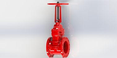 Red Ductile Iron Flanged Gate Valve Untuk Sistem Pemadam Kebakaran Epoxy Resin Powder Coated