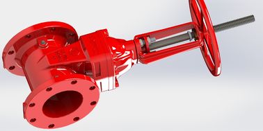 Red Ductile Iron Flanged Gate Valve Untuk Sistem Pemadam Kebakaran Epoxy Resin Powder Coated
