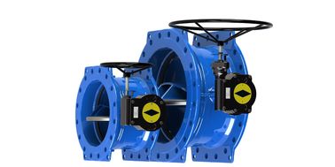 Blue Double Flanged Ductile Iron Double Eccentric Butterfly Valve (Klep Kupu-kupu Ekskentris Ganda Berlapis Biru)