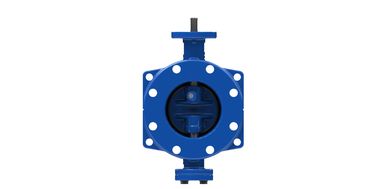 Blue Double Flanged Ductile Iron Double Eccentric Butterfly Valve (Klep Kupu-kupu Ekskentris Ganda Berlapis Biru)
