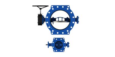 RAL5010 SS316L Disk Seat Double Eccentric Butterfly Valve DN350mm