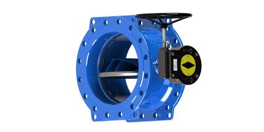Kursi Karet Biru Double Flanged Klep Kupu-kupu Karbon Base Baja Tersedia