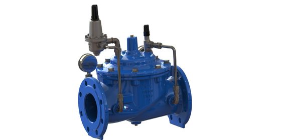 Katup Penurun Tekanan Air dengan Membran EPDM dengan Penguat Nilon, Koneksi Flange EN1092-2 dan Material GGG50