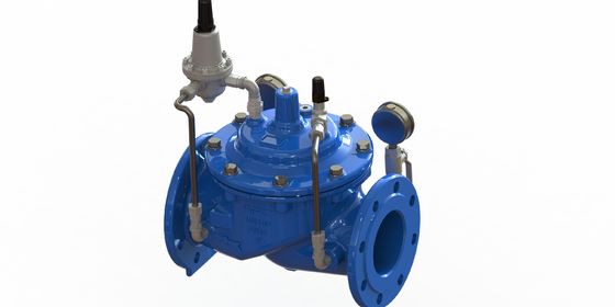 EN1092-2 Flange Standard Water Pressure Reducing Valve dengan bodi berlapis epoxy dan kursi SS304