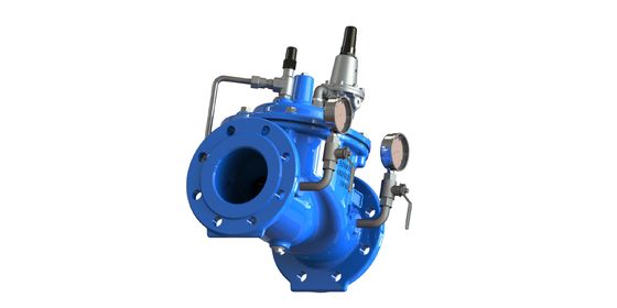 GGG50 Bahan Katup Pengurangan Tekanan Air dengan Sambungan Flange dan Baja Rinsing 304 Pilot P200 untuk Jaringan Distribusi Air