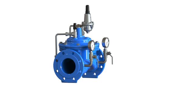 GGG50 Bahan Katup Pengurangan Tekanan Air dengan Sambungan Flange dan Baja Rinsing 304 Pilot P200 untuk Jaringan Distribusi Air