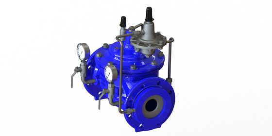 Katup Kontrol Aliran Besi Ulet PN16 dengan Ketahanan Tekanan Tinggi dan Finishing Biru Ral5005 untuk Aplikasi 0-80°F