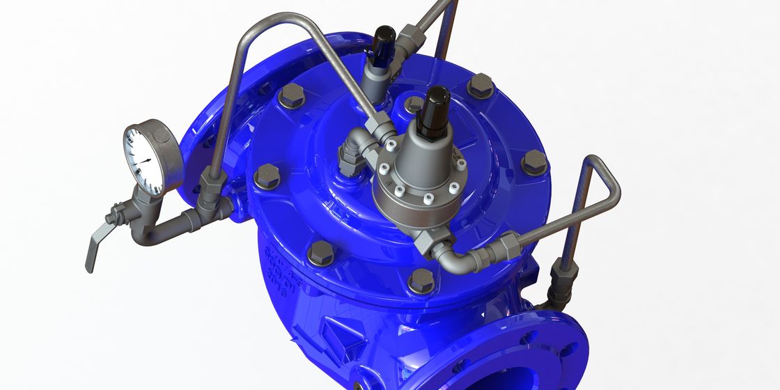 Flange Connection Pressure Sustaining Valve dengan Ukuran 2-40 Inch Bahan Besi Duktil dan Kisaran Suhu 0-80°C