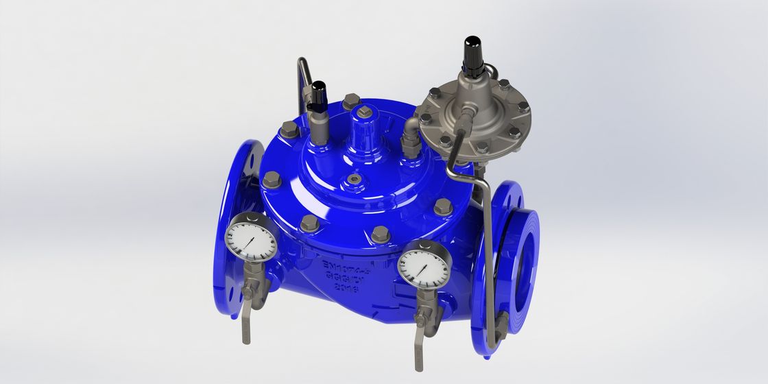 Katup Kontrol Aliran Pilot Baja Rinsless Dengan Aksi Manual EPDM Seal Untuk Kisaran Suhu 0-80°F PN10/16/25