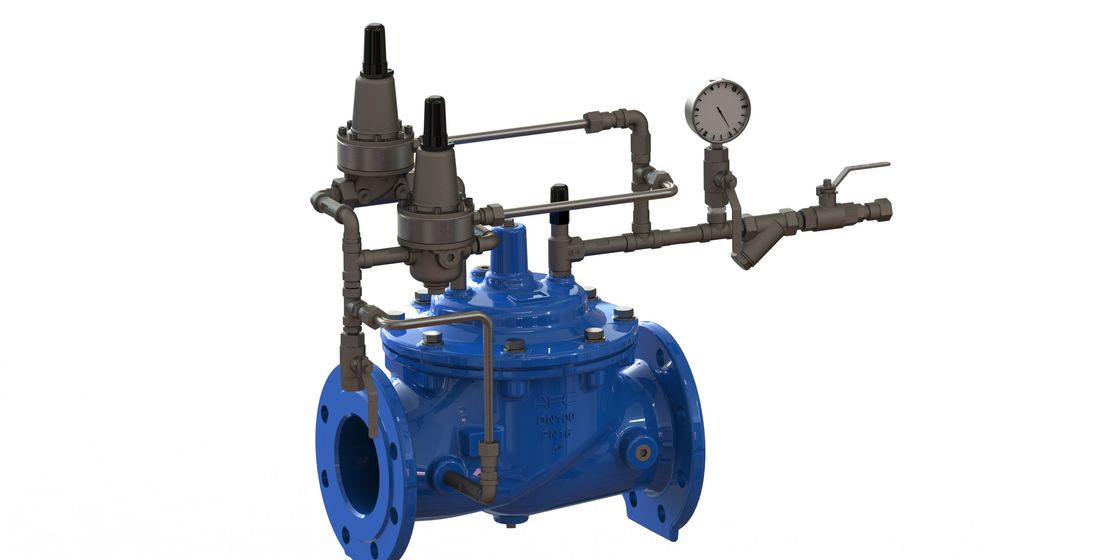 Blue Ductile Iron Anti Surge Control Valve Sebagai Safety Valve Nylon Diperkuat Diafragma